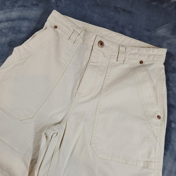 Duluth Pack Pants - Duluth Wide Leg Capri Pants Women's 4 Cream Cotton Carpenter Utility‎